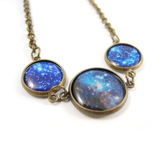 Items Similar To Galaxy Necklace Blue Galaxy Necklace Planet Pendant