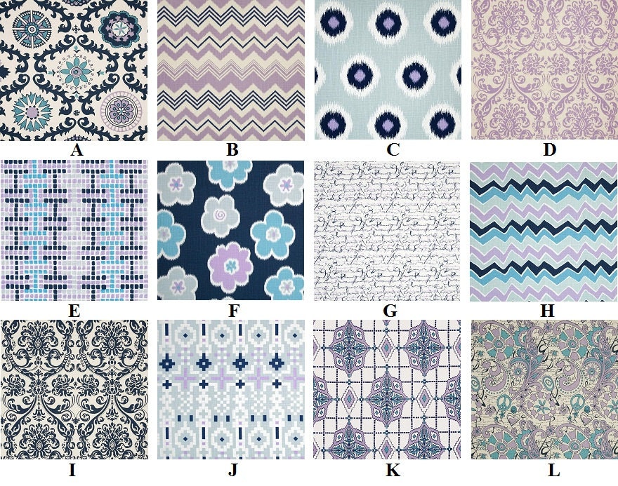 Custom Berries Lilac Navy & Tiffany Blue 3-Piece Complete Boutique Crib Bedding Set made with Designer Fabrics