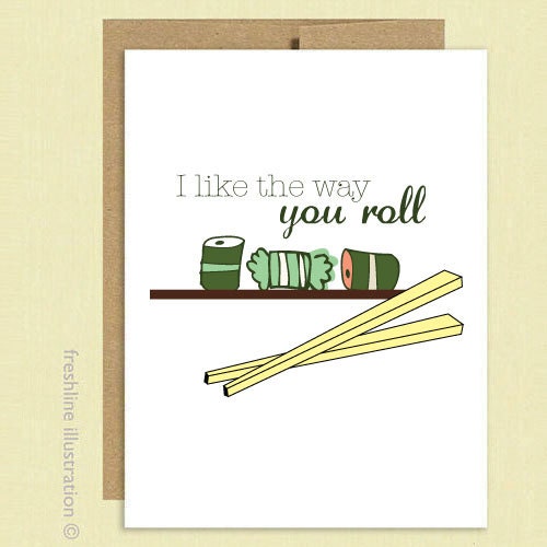 Sushi Funny Card - I Love You - Cute BIrthday - Funny Card - Anniversary - Boyfriend - Girlfriend - Husband - Wife - Greeting Card
