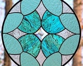 Sea Green Stained Glass Beveled Star Round Suncatcher