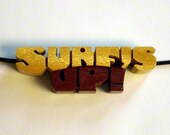 Surfs Up Pendant - Yellowheart and Purpleheart Woods - Standard Size - Freehand Carved