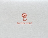 Letterpress, For the Win, Congratulations or Good Luck card and envelope