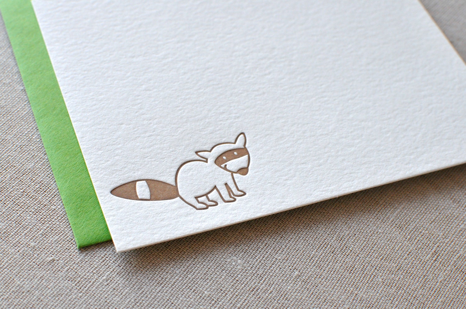 Raccoon Letterpress Stationery Cards with Envelopes, Set of 6