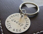 Custom Keychain - Personalized Hand Stamped Sterling Silver Key Chain - 1" Round Silver - Perfect Gift for Father's day