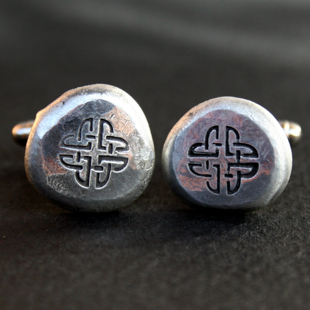 Cufflinks - Celtic Knot, Free Form Soldered Pewter