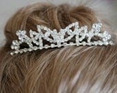 Rhinestone Tiara, Wedding Bridal Tiara, Tiara Crown, Rhinestone Hair Comb, Vintage, Silver, Bride, Bridesmaid, Flower Girl