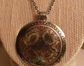 18-inch Necklace with Decorative, Circular Metal Pendant