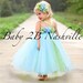 Flower Girl Dress in Blue and Lime Baby to 2T