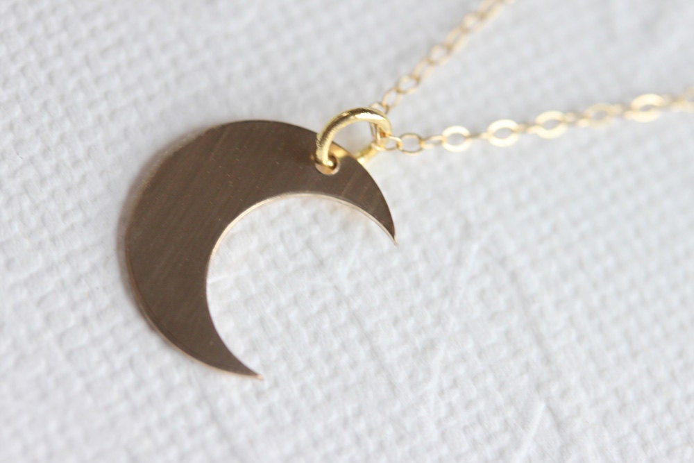 Gold Moon Necklace - Small Gold Crescent Moon Necklace - 14kt Gold Fill Charm Necklace