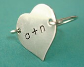 Heart Initials Ring - wire ring in nickel silver with sterling silver band