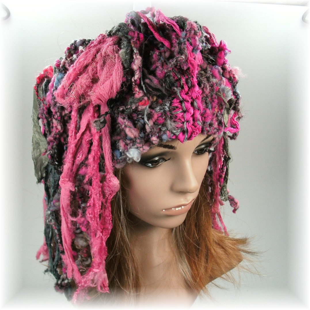 Knitted Headband Hat Dreadlock fun silk sari by ...