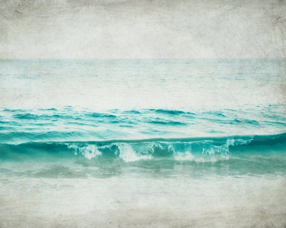Wave photograph - beach photography aqua blue teal waves photo sea shore seashore ocean photograph 8x10 - Aquatic