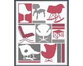Modern Chair Silhouettes Cross Stitch Pattern Instant Download