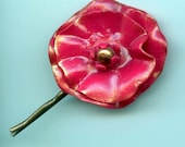 Poppy Hair Pin - Fushia - Hot Pink - Polymer Clay