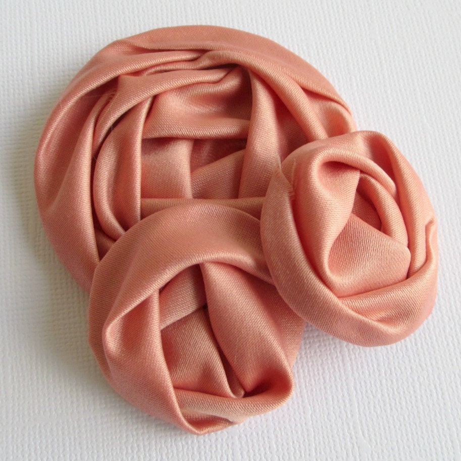 Coral Pink Satin Swirl Flowers