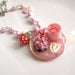 Reserved Pink Strawberry desserts with White chocolate cookie. Sweet desserts Food Miniature Pink glittery pendant Necklace