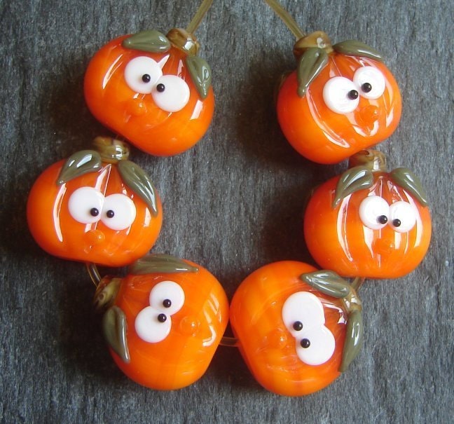 Lampwork beads 921 (6) Pumpkins