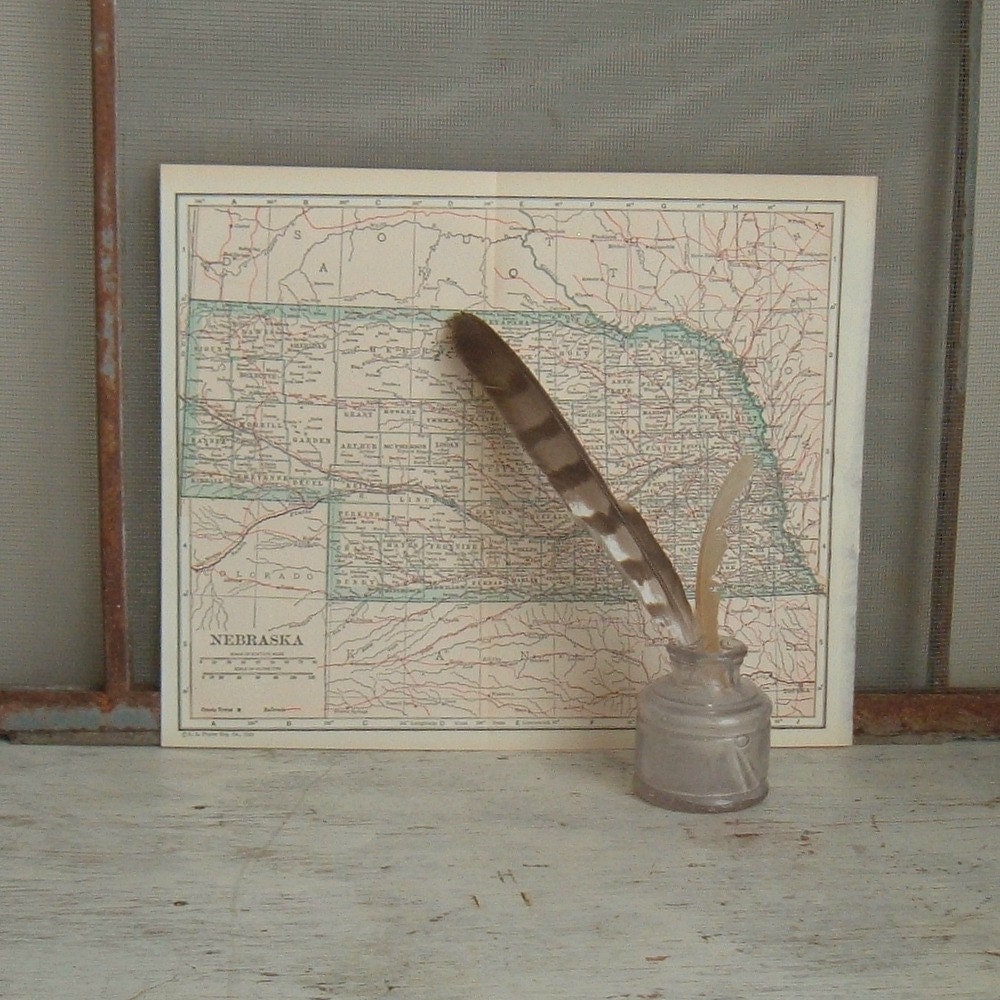 vintage map Nebraska 1925