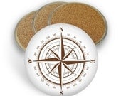 COMPASS COASTERS - Set of 4 Coasters - Compass