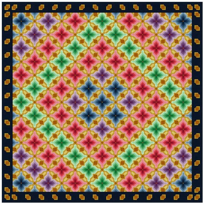 Shades of Bargello cross stitch pattern PDF retro by Whoopicat