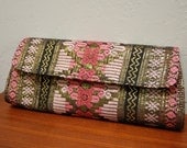 Vintage 1960s Guatemalan Pink Black Gold Clutch Purse Rockabilly
