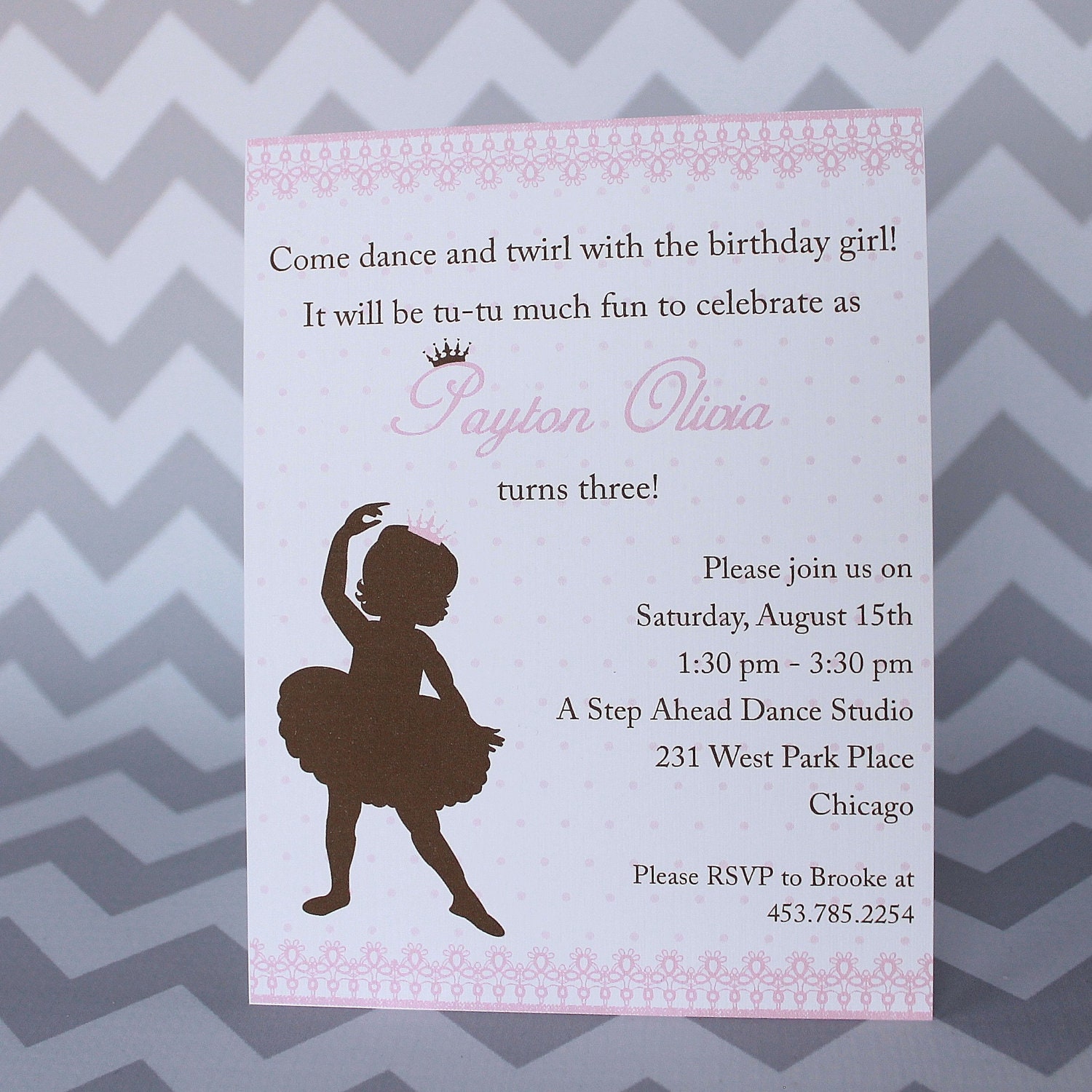 Ballerina Princess Birthday Invitation