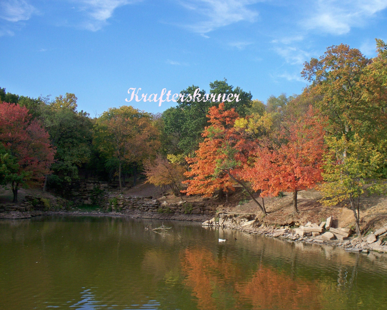Photo Print 4 X 6  Fall Scene Colorful Trees Along the Water at the Park - krafterskorner