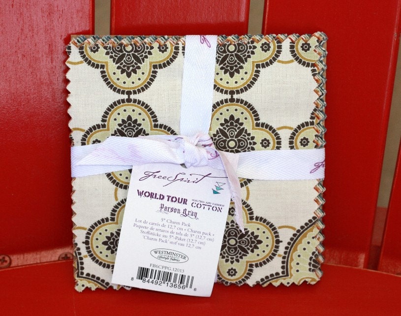 5 inch Squares Charm Pack WORLD TOUR  fabric Parson Gray
