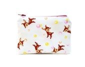Mini Zipper Pouch / Cute Camera Bag in Kawaii Deer and Bubbles