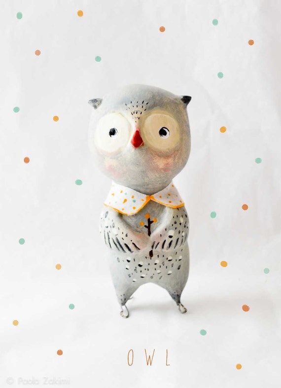 Owl Figurine Doll animal, ABC animals by Paola Zakimi