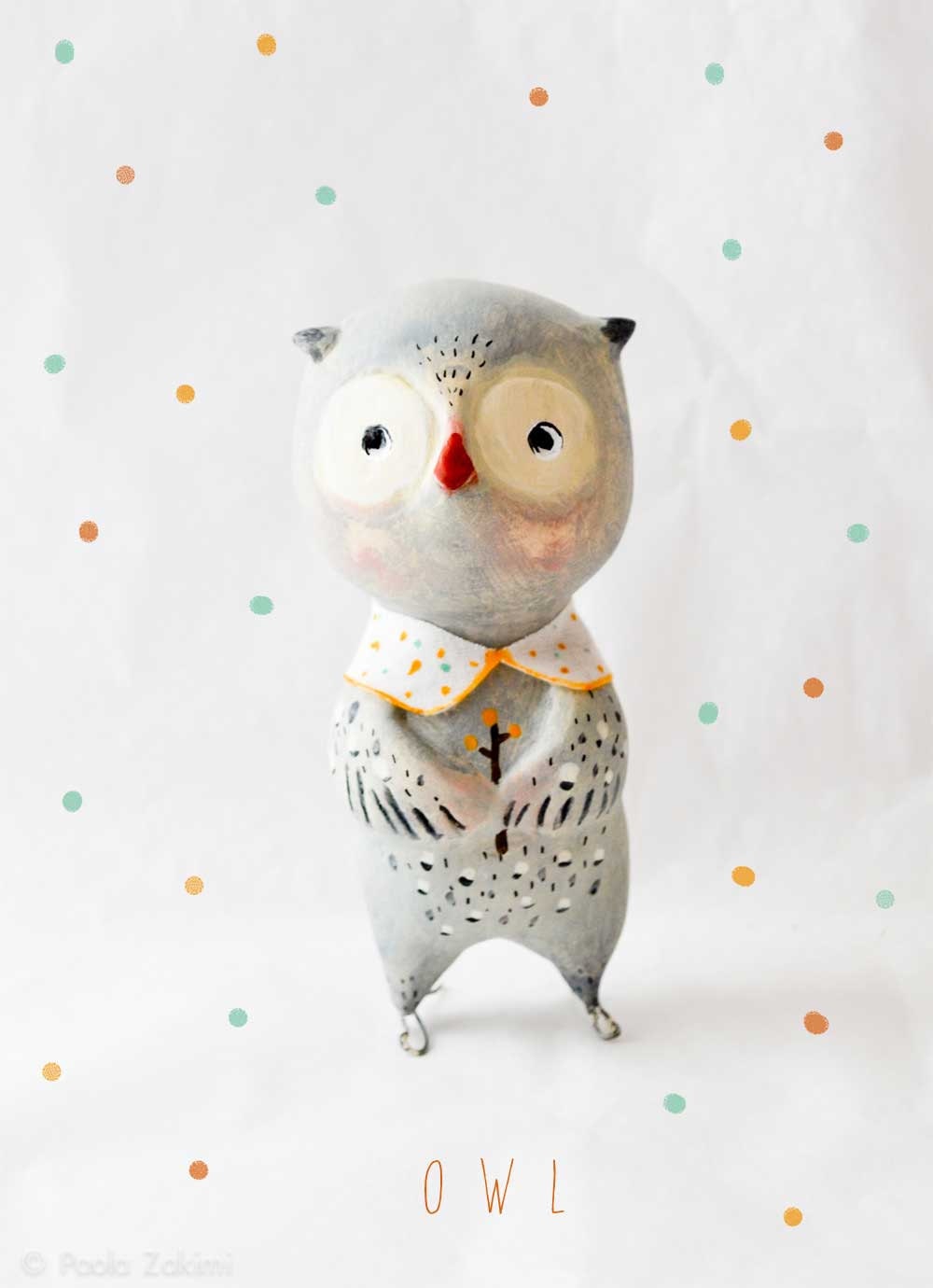 Owl Figurine Doll animal, ABC animals by Paola Zakimi