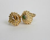 Vintage 1950s Cocktail Ring / 18K Gold Ring / Tigers Eye Ring / Jade Ring/ Set of 2