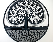 Tree of Abundance original linocut