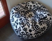 Bold Black and White Suzani print bean bag chair Made to Order