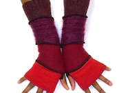 Dark Red Finger less Gloves, Arm Warmers, ( Red, Crimson,  Wine, Aubergine)