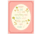 Children's Wall Art / Nursery Decor Sugar and Spice and everything nice QUOTE 5x7 inch print by Finny and Zook