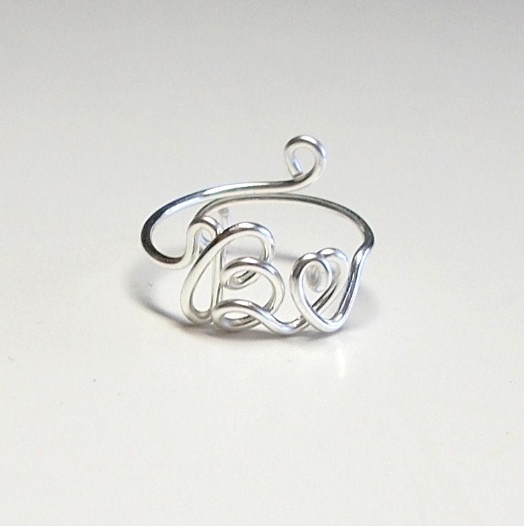 Ring . Wire Name Ring . Wire Initial Ring . Wire Word Ring . Personalized Ring . Wire Name Jewelry . Adjustable