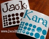 Two Personalized Custom Vinyl Name Decals with Dots