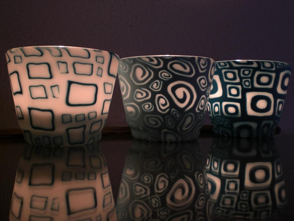 Set of 3 Art Decor Looking Small Candle Holders...