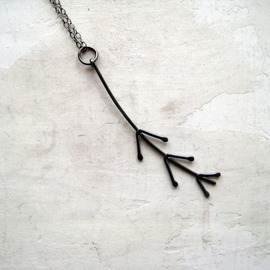 Sketch 5 Pendant - forest inspired long black curvy branch pendant