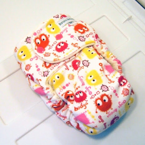 Fitted Bamboo and Organic Cotton Cloth Diaper with Cherry Lemon Berry Ooga Booga