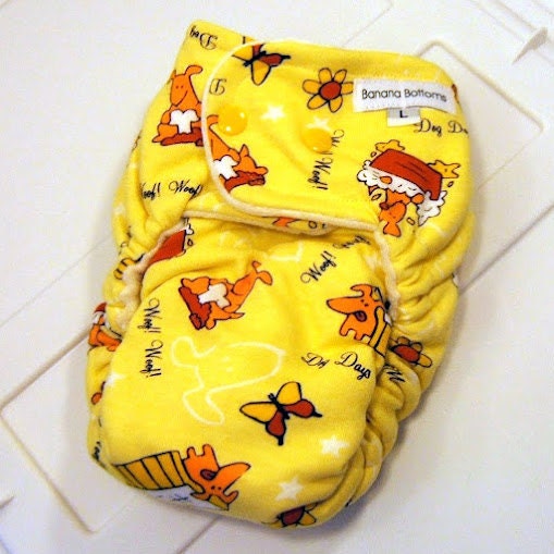 LARGE TODDLER Fitted Cloth Diaper with Cute Print and Bamboo Velour