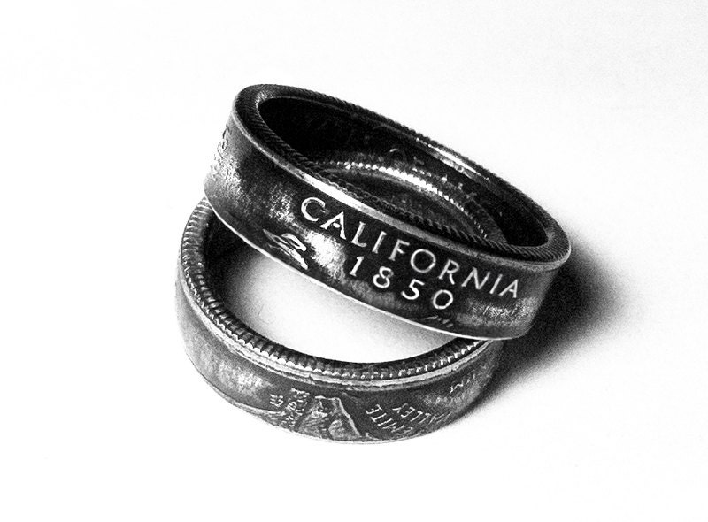 Handcrafted Ring made from a US Quarter - California - Pick your size