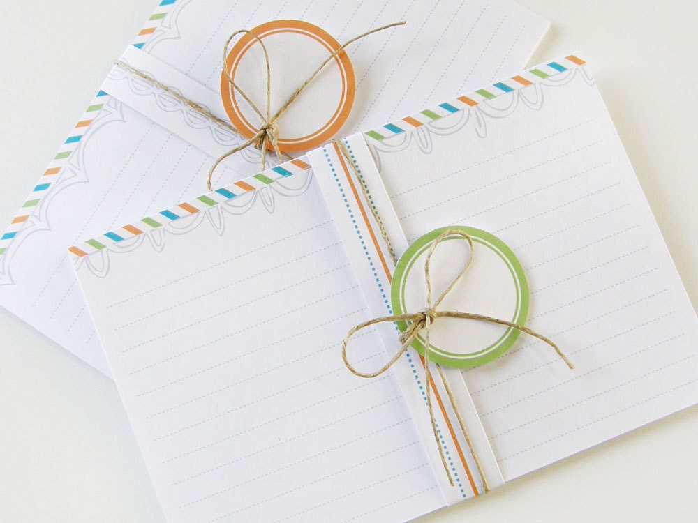Printable and Editable Recipe Cards and Matching Gift Tags (PDF 3x5 or 4x6 double sided)  - orange, green and blue Lace