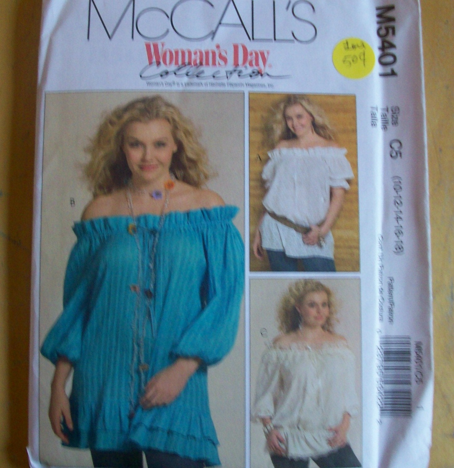 McCalls Womans Day Collection peasant blouse Sewing Pattern