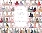 Beautiful Gowns sets 01-10 BUNDLE SAVINGS atc aceo scrap collage sheet paper doll png files