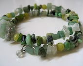 Seaside Solitude Wrap Bracelet Chartreuse Mixed Stone Gemstone or Anklet