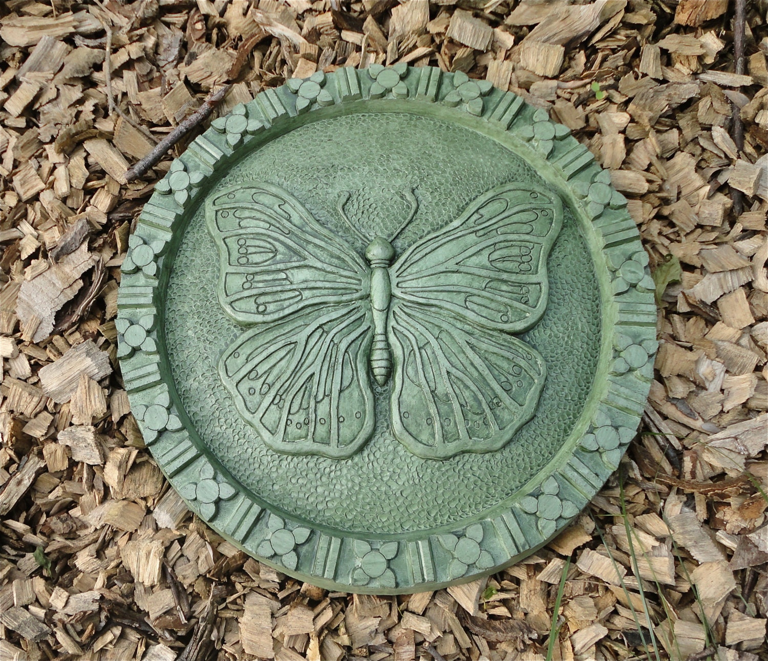 Concrete Butterfly Stepping Stone (Moss) Garden Sculpture