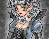 Lady Vampira ACEO - limited edition print 2/20 by Delphine Levesque Demers