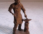 Vintage THE SMITH German Wood Carved Figurine 1940s